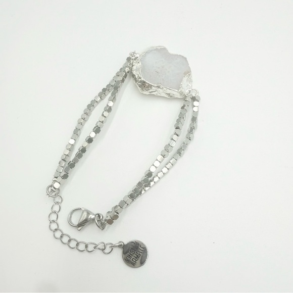 Kinsley Armelle SILVER CRUSH Silver Plated Adjustable BRACELET - Picture 7 of 8